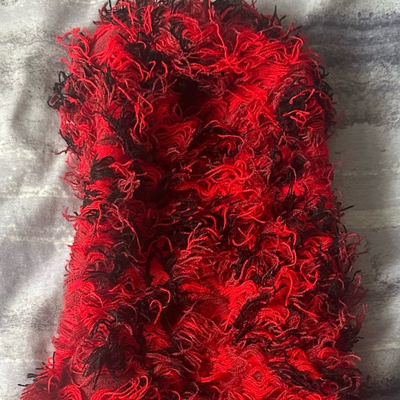 Red and Black Distressed Balaclava Ski Mask - Picture 2 of 2